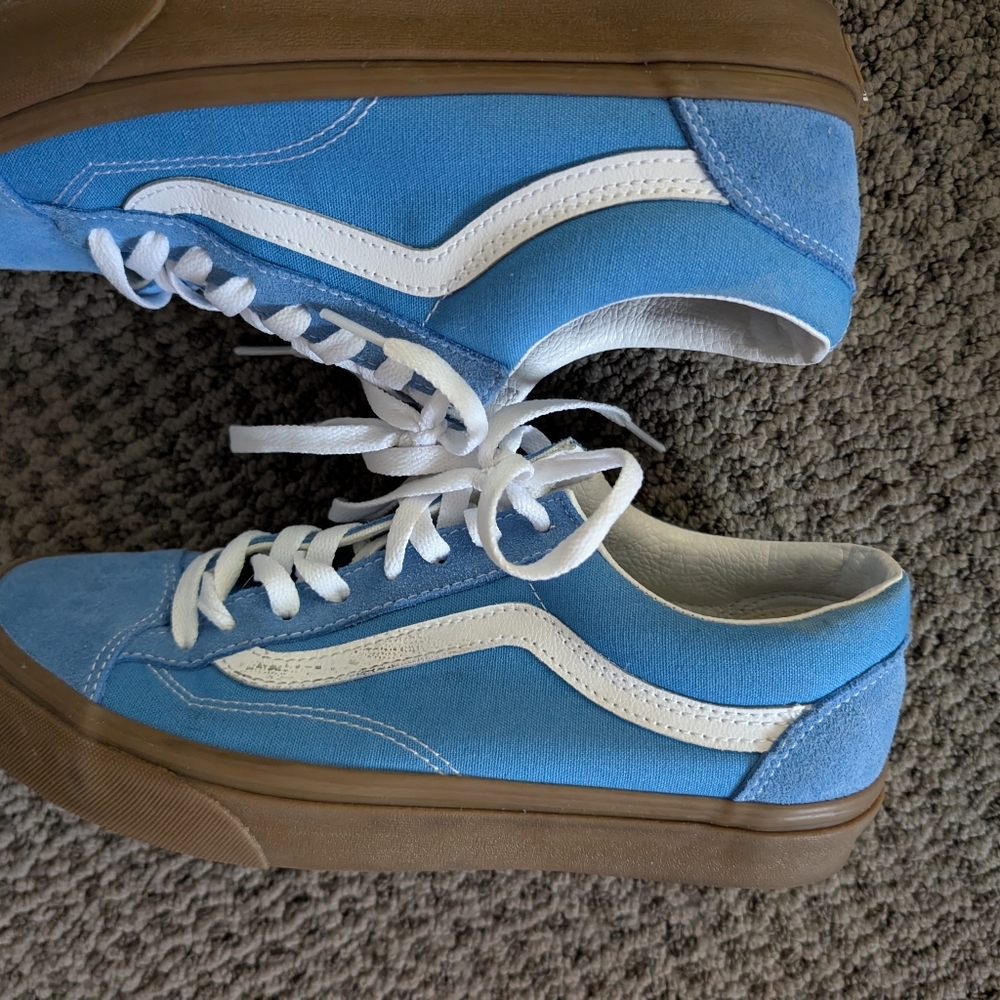 Vans Sky Blue and White Lace-Up Sneakers